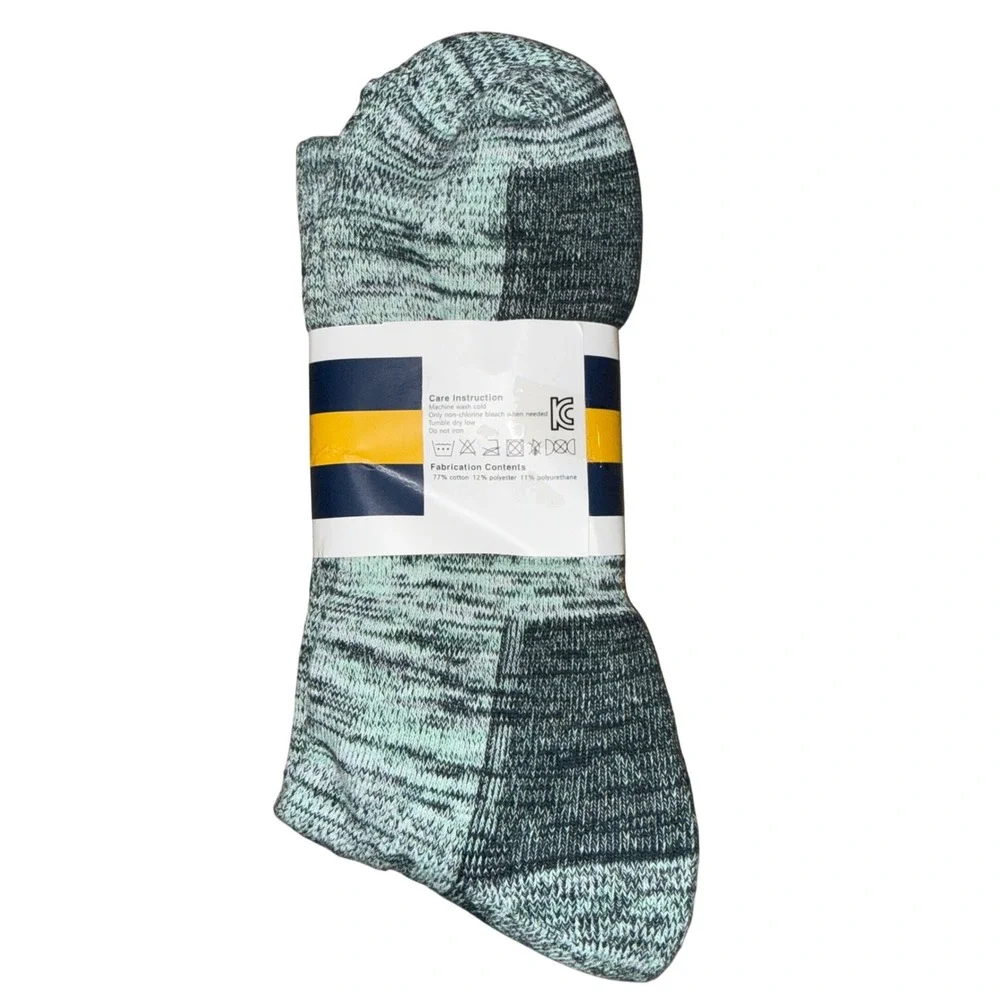 KONY SOCKS Mens Crew Socks‎ Marled Blue Mint Green Designed USA